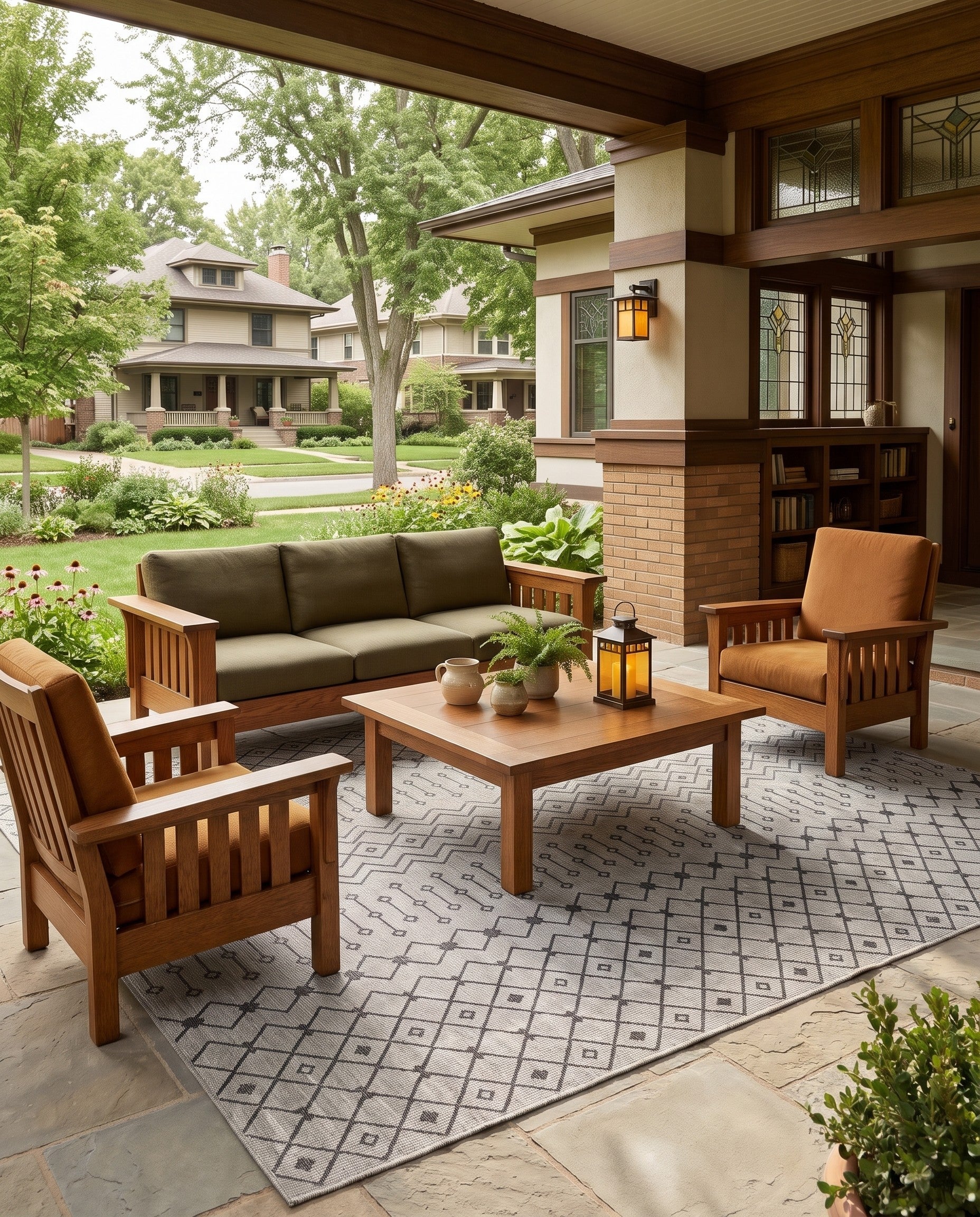 Gray Easy-Clean Darrow Lattice Indoor / Outdoor Square Rug