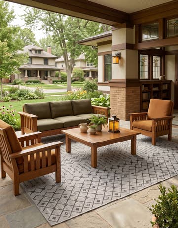 Gray Easy-Clean Darrow Lattice Indoor / Outdoor Square Rug
