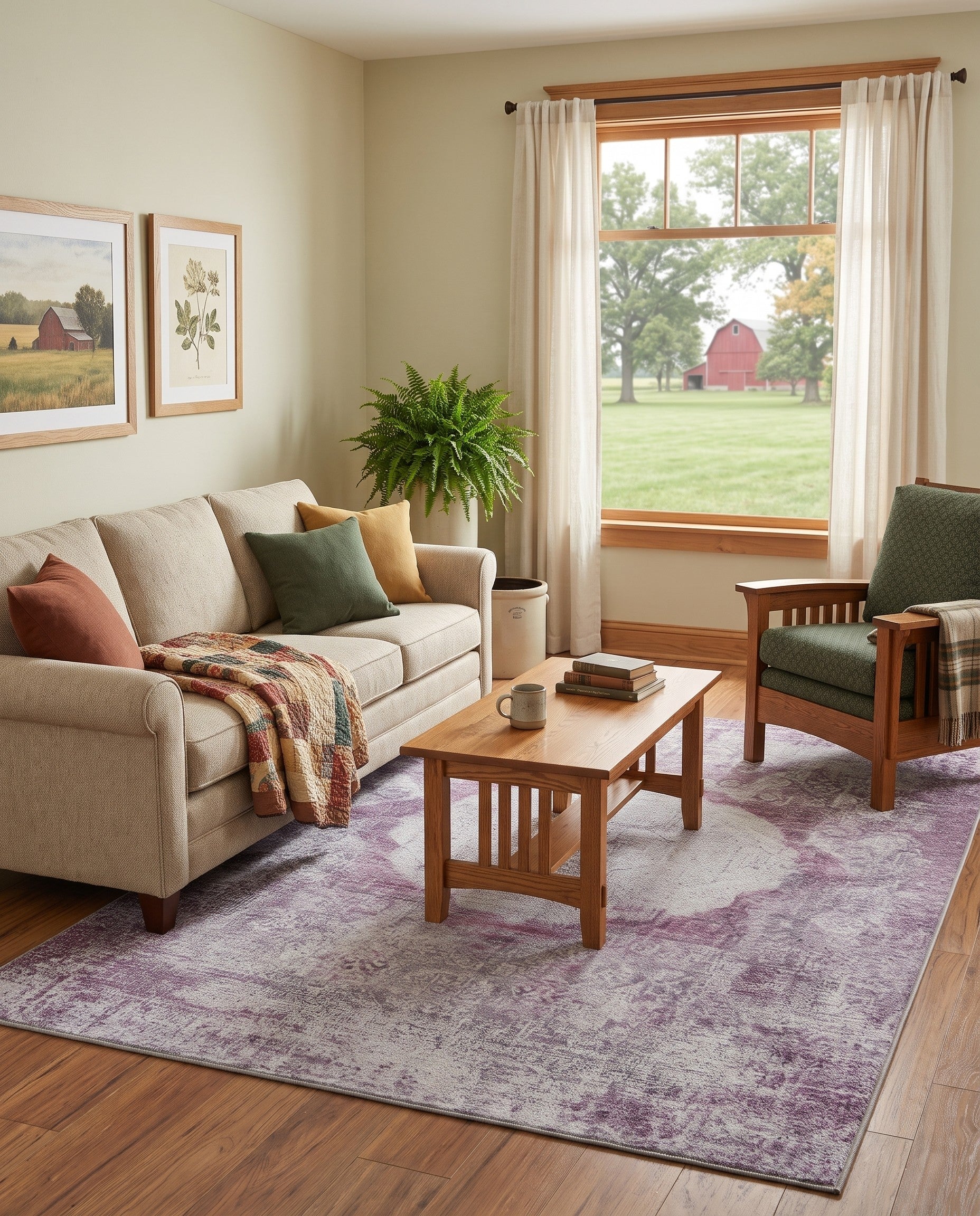 Ivory and Pink Washable Yara Rug
