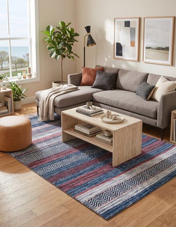 Navy Blue Washable Yara Rug
