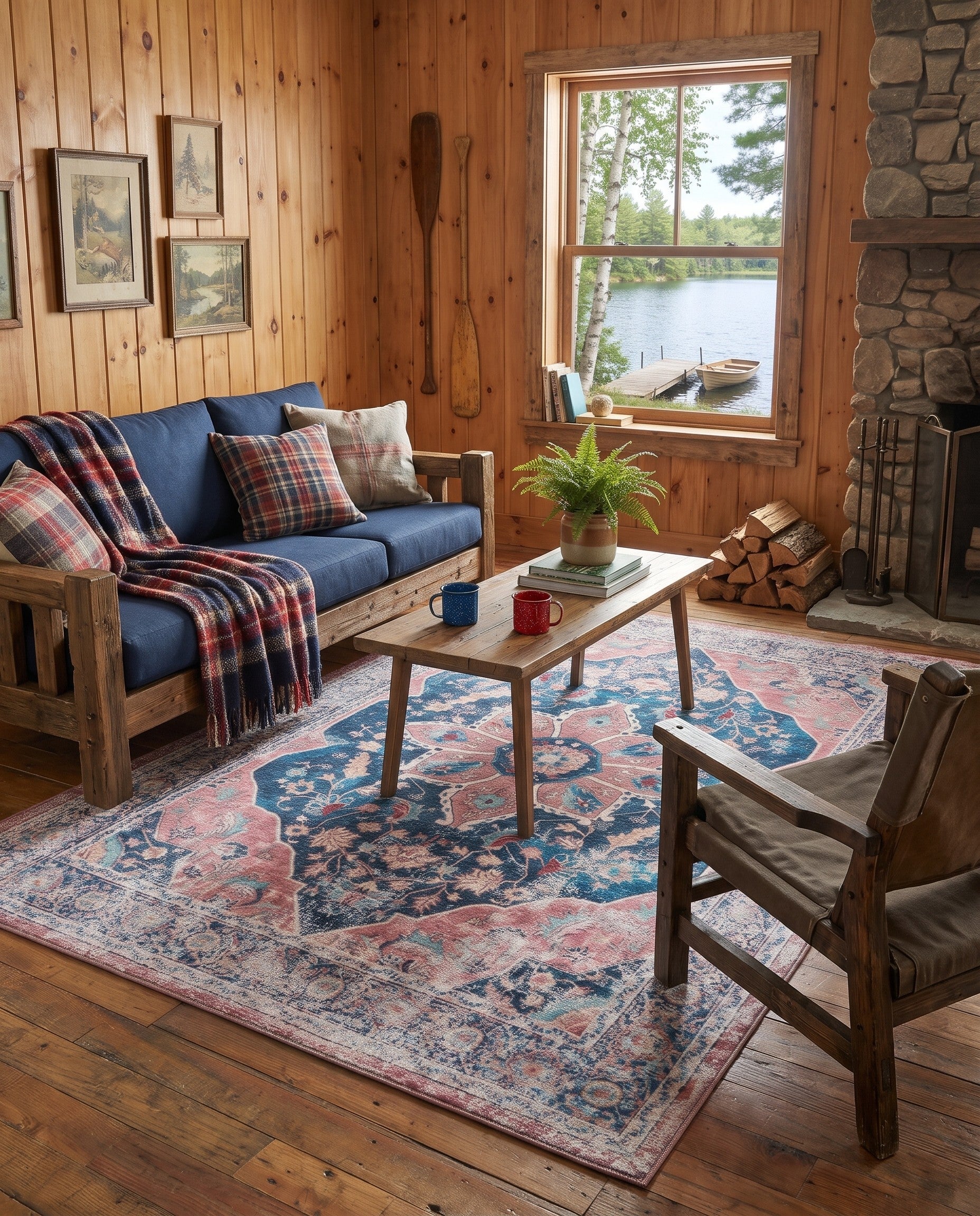 Navy Blue Washable Yara Rug