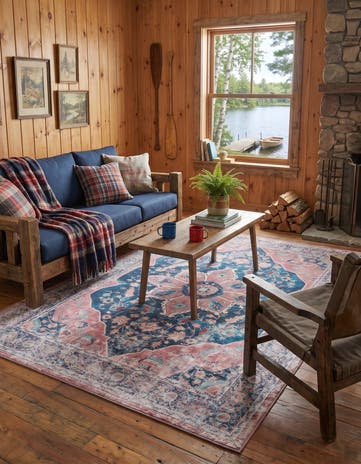 Navy Blue Washable Yara Rug
