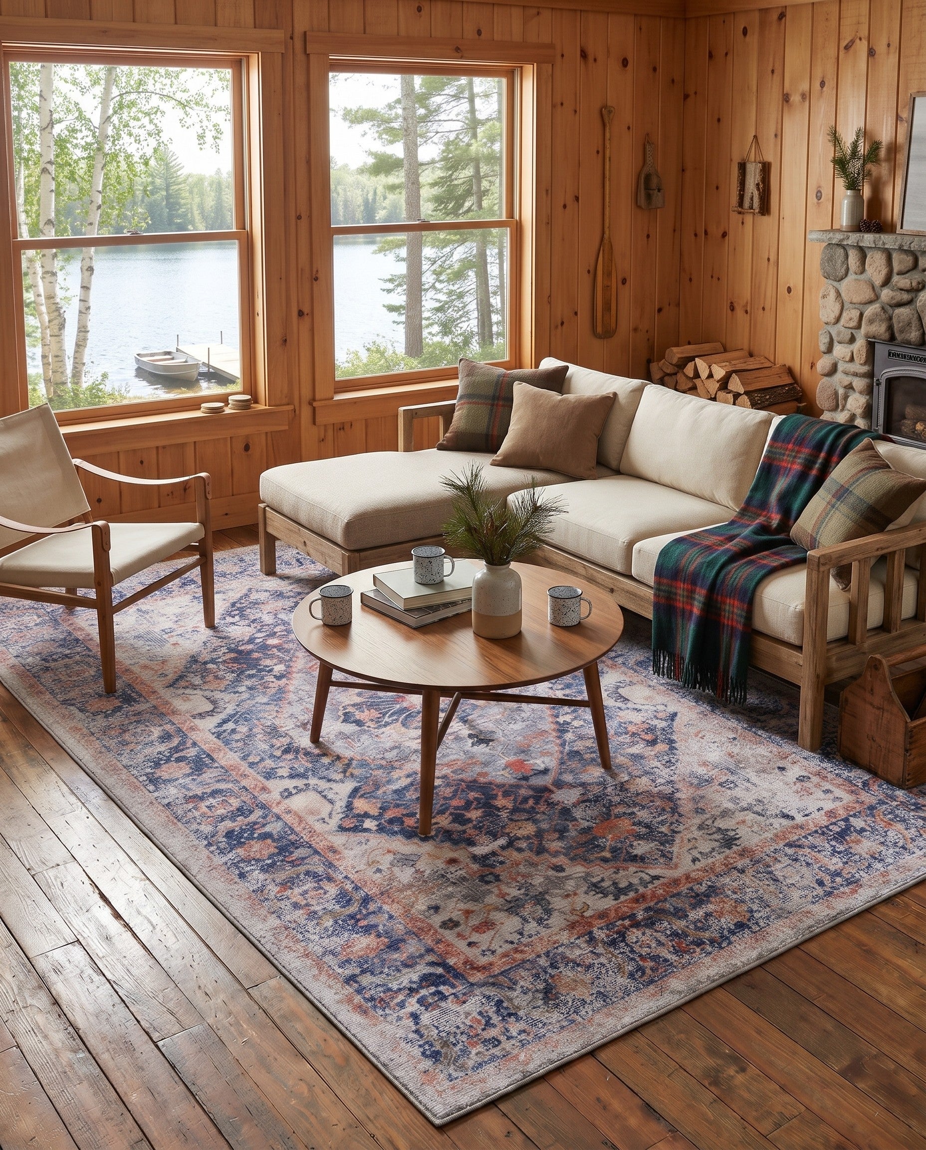 Navy Blue Washable Yara Rug