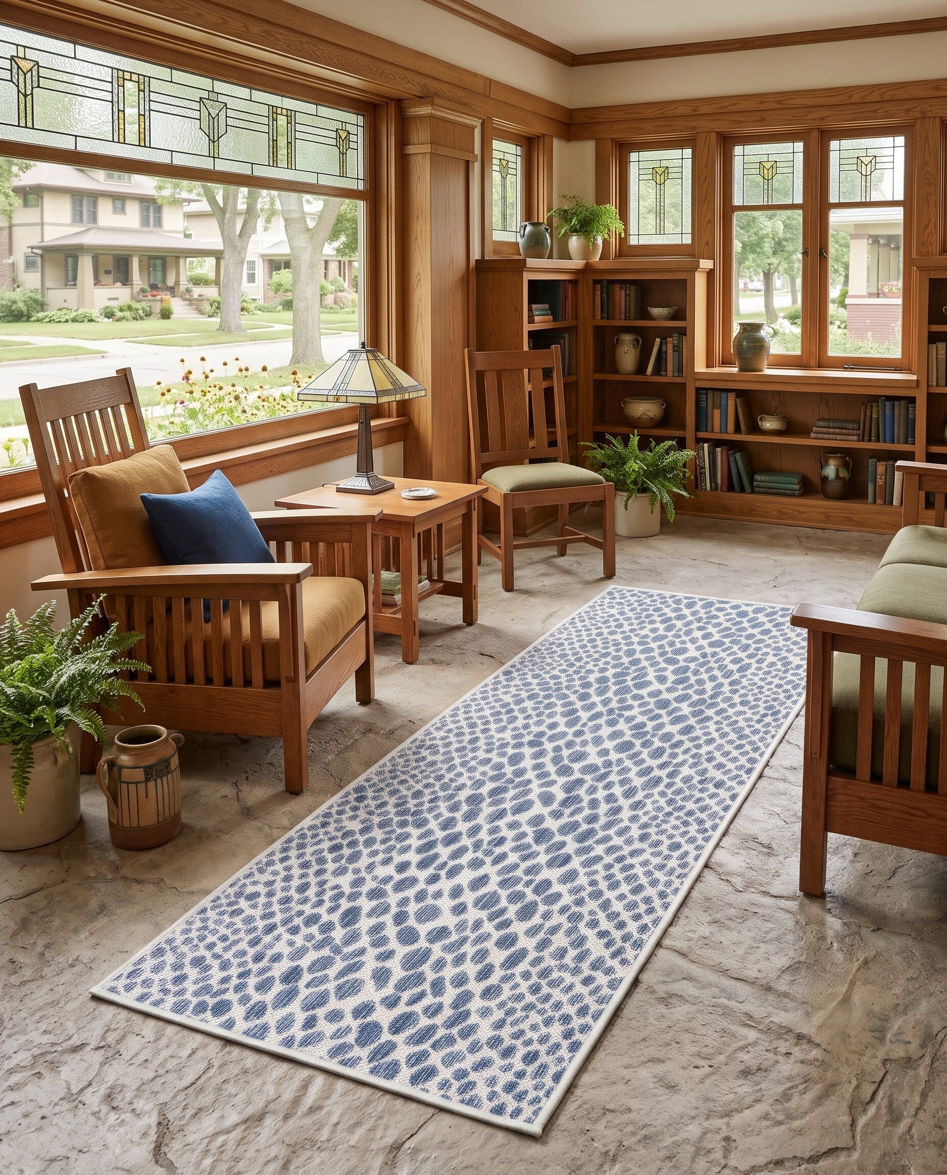 Blue Easy-Clean Jill Zarin Cape Town Indoor / Outdoor Runner Rug