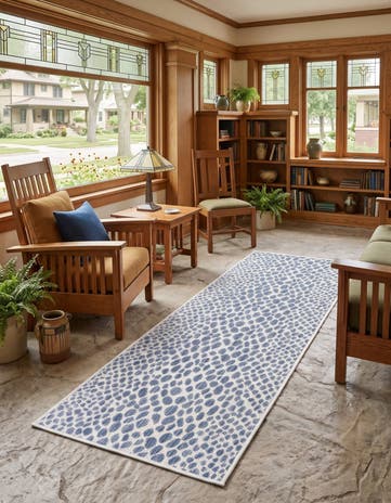 Blue Easy-Clean Jill Zarin Cape Town Indoor / Outdoor Runner Rug