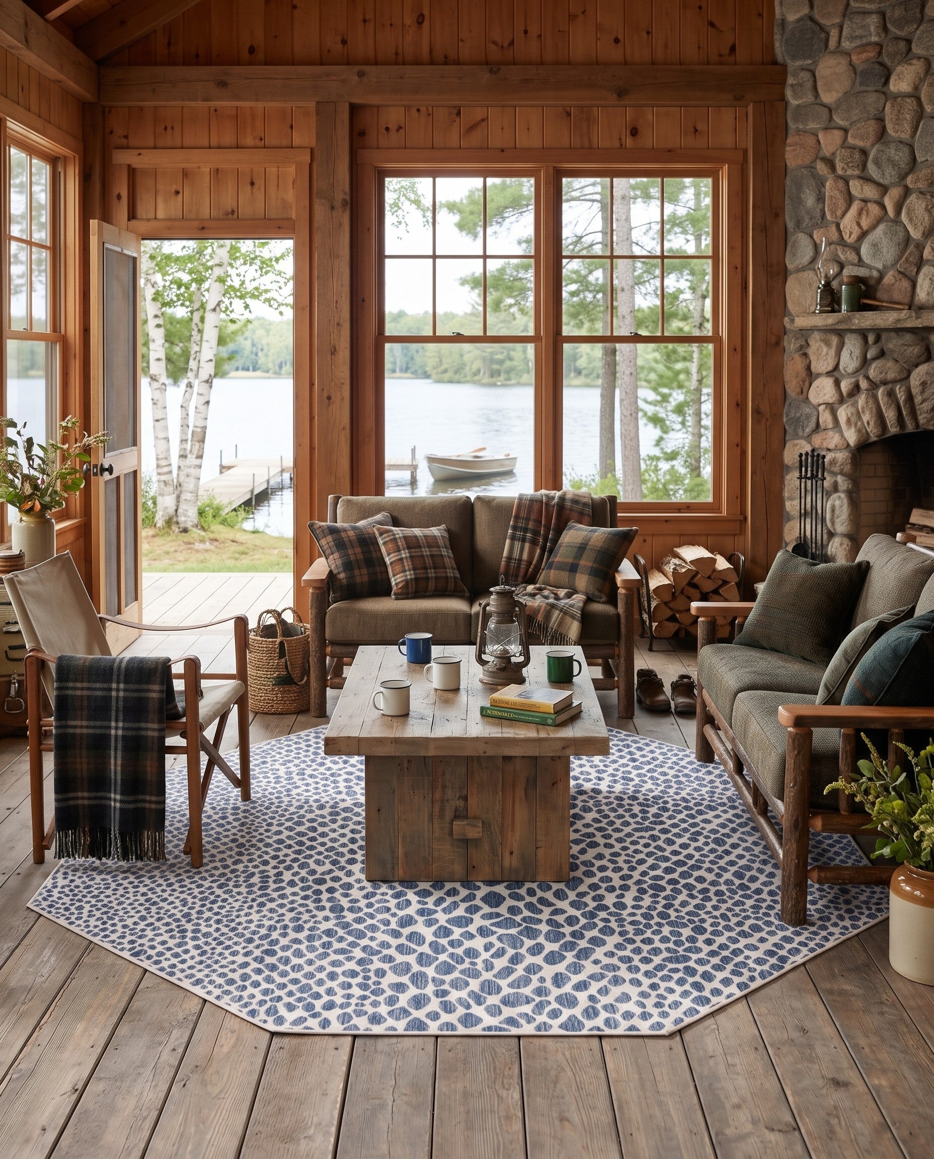 Blue Easy-Clean Jill Zarin Cape Town Indoor / Outdoor Octagon Rug