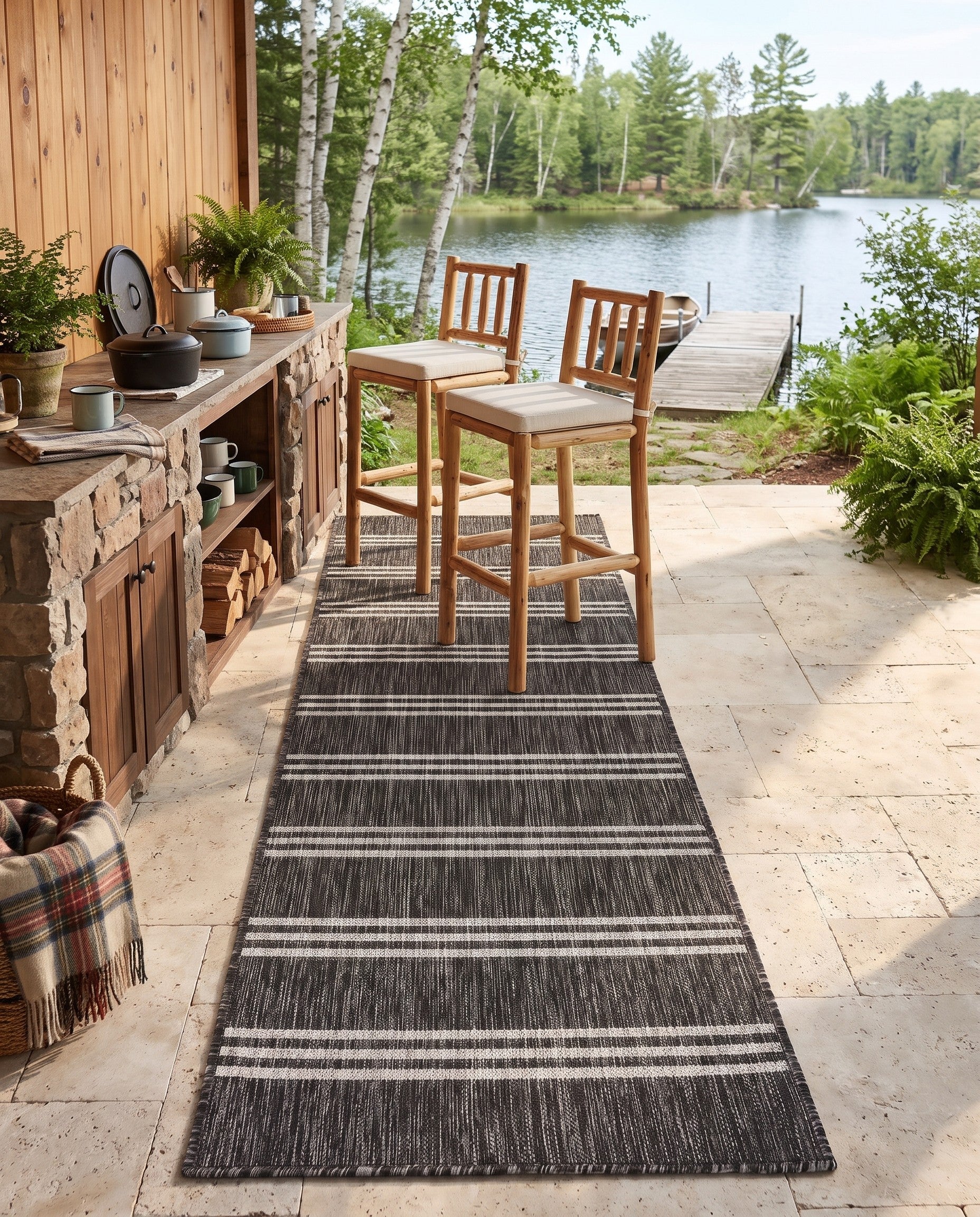Charcoal Gray Easy-Clean Jill Zarin Anguilla Indoor / Outdoor Runner Rug
