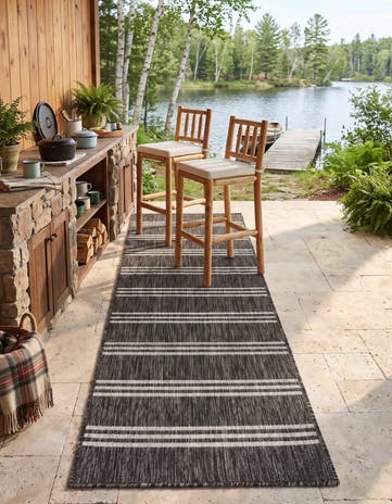 Charcoal Gray Easy-Clean Jill Zarin Anguilla Indoor / Outdoor Runner Rug