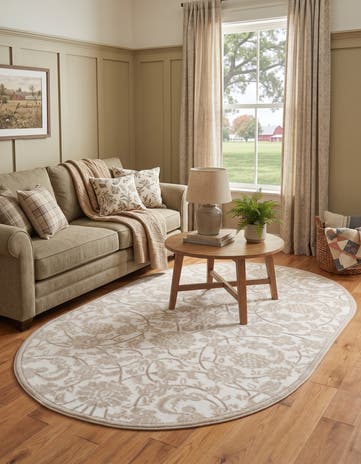 Snow White Nepal Oval Rug