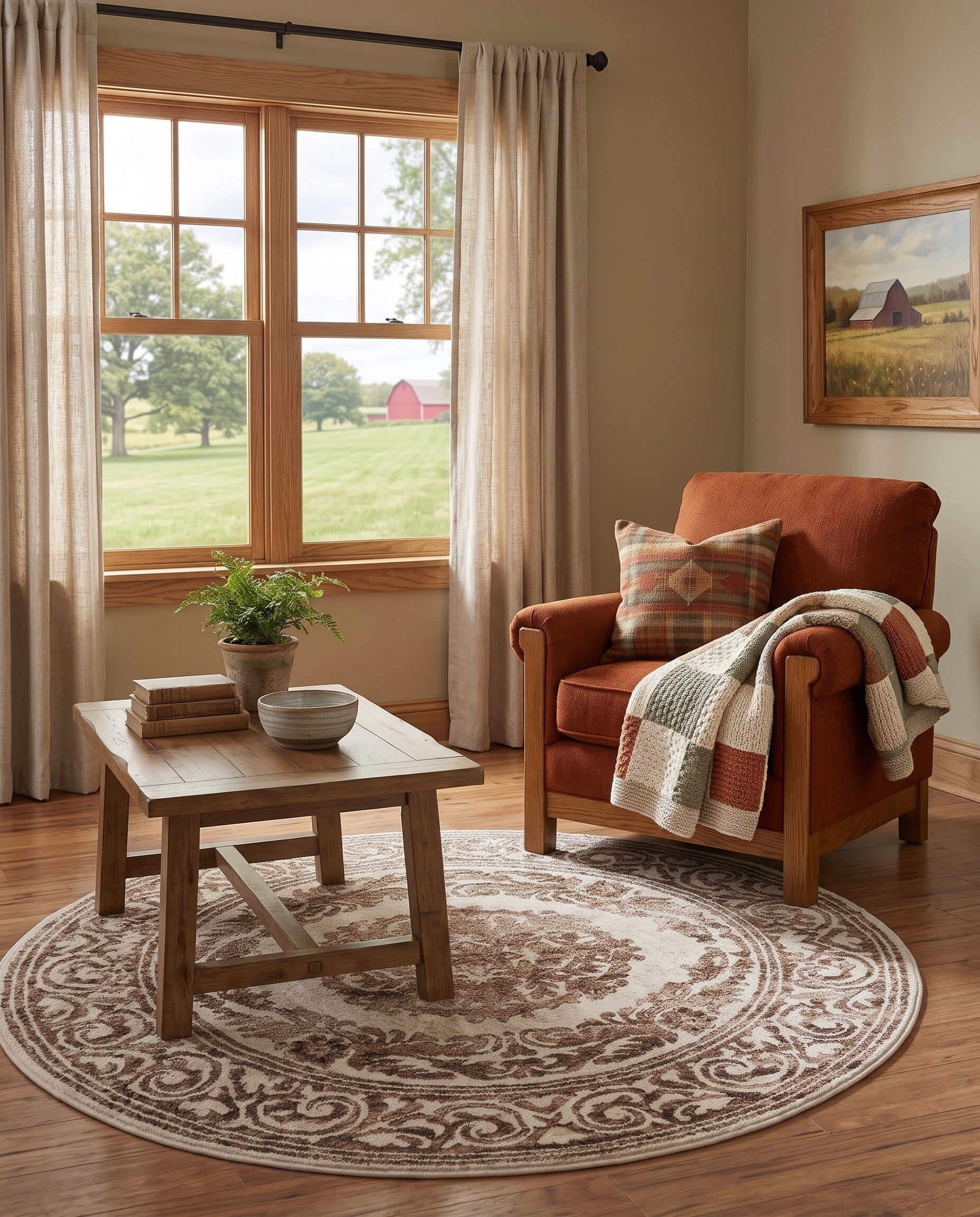 Chocolate Brown Hermitage Round Rug
