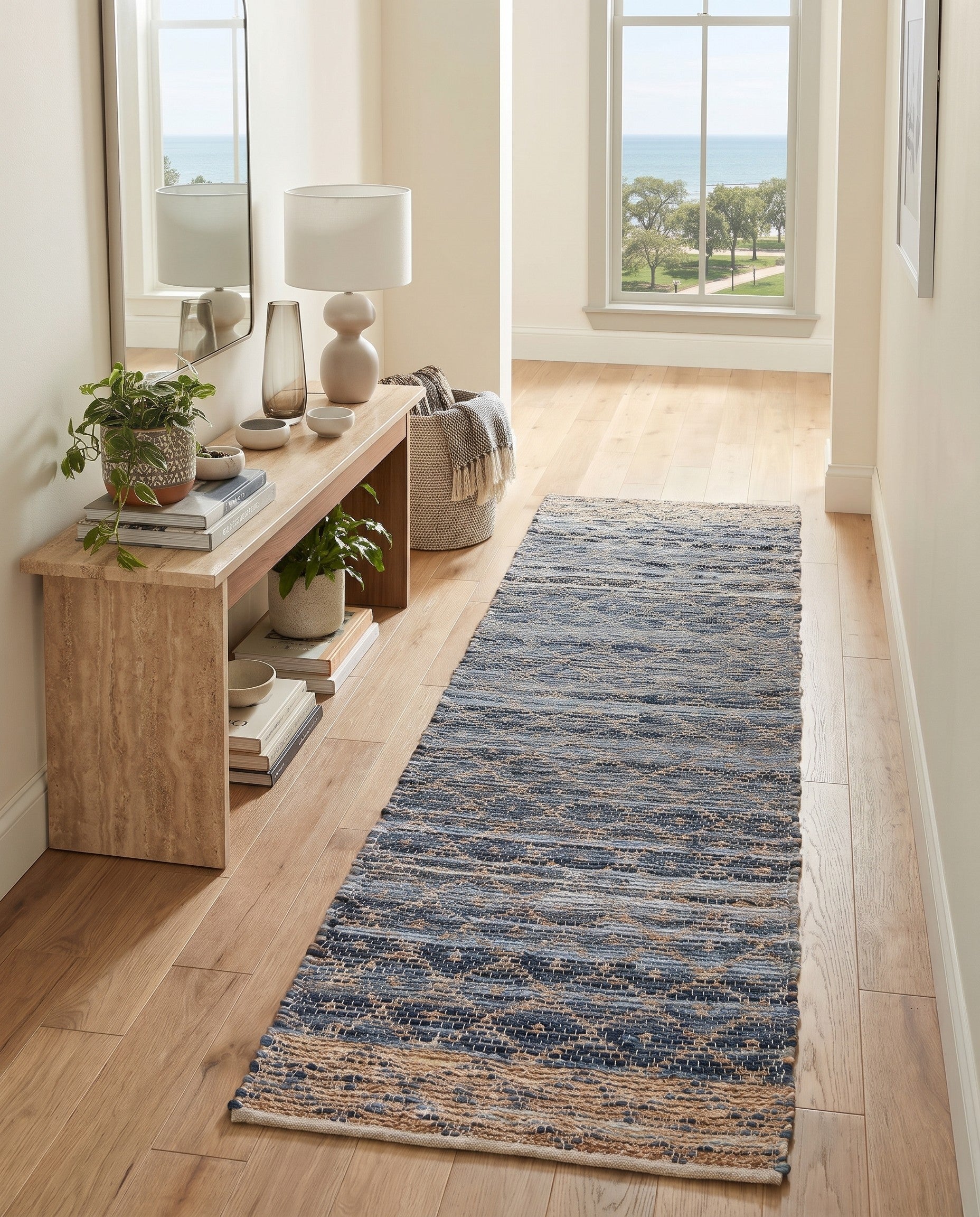 2' 2 x 8' Hand Woven Chindi Trellis Runner Rug