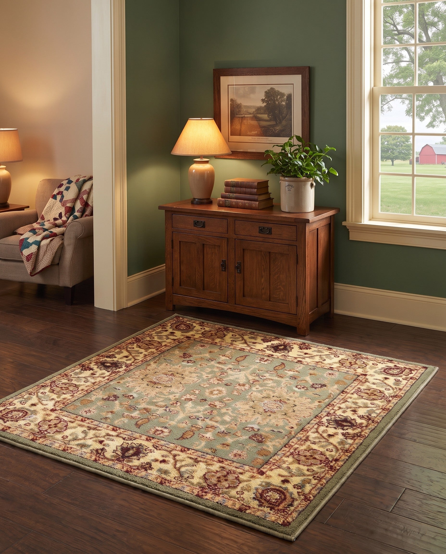 Light Green Aditi Square Rug