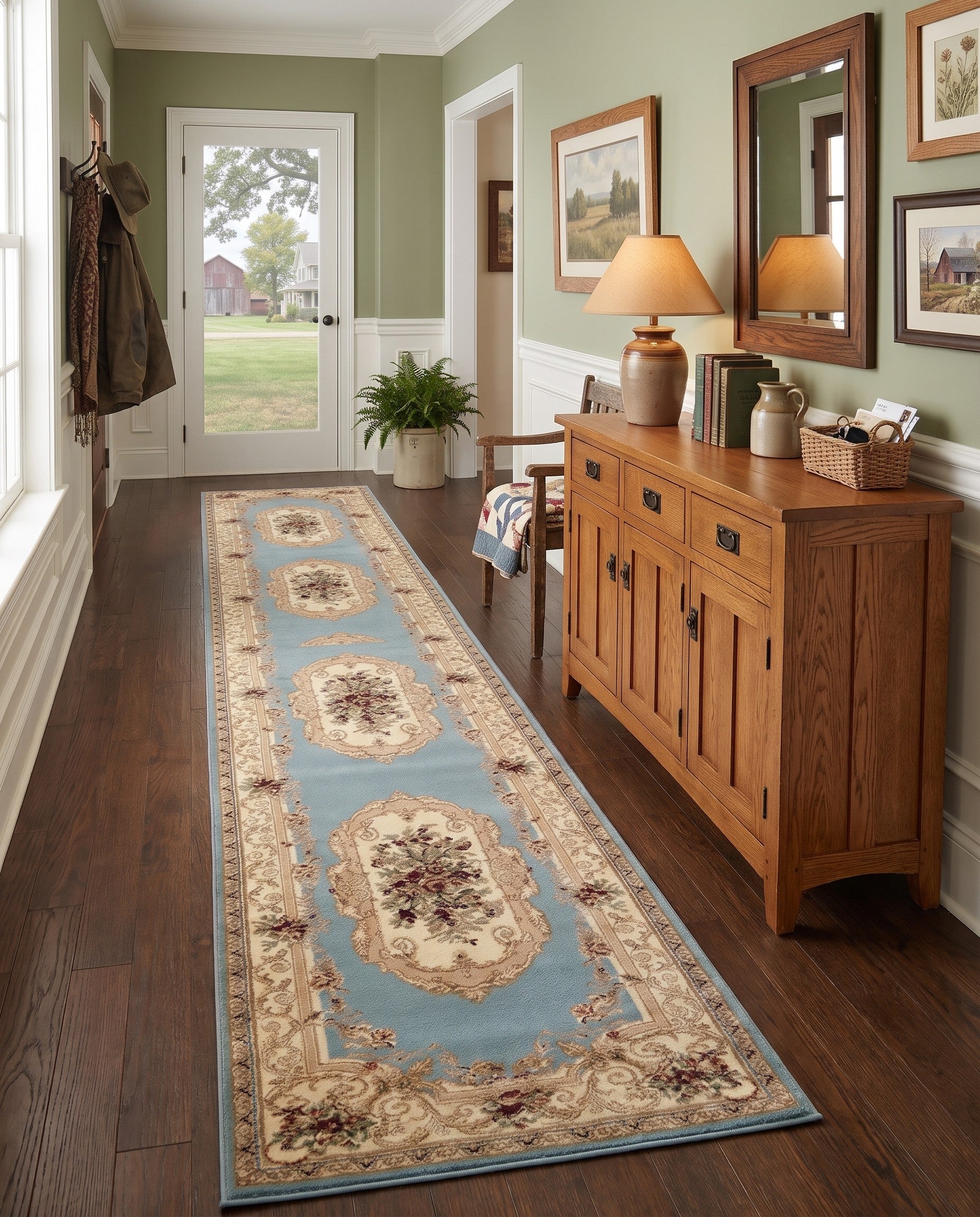 Light Blue Chateau Runner Rug