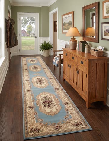 Light Blue Chateau Runner Rug