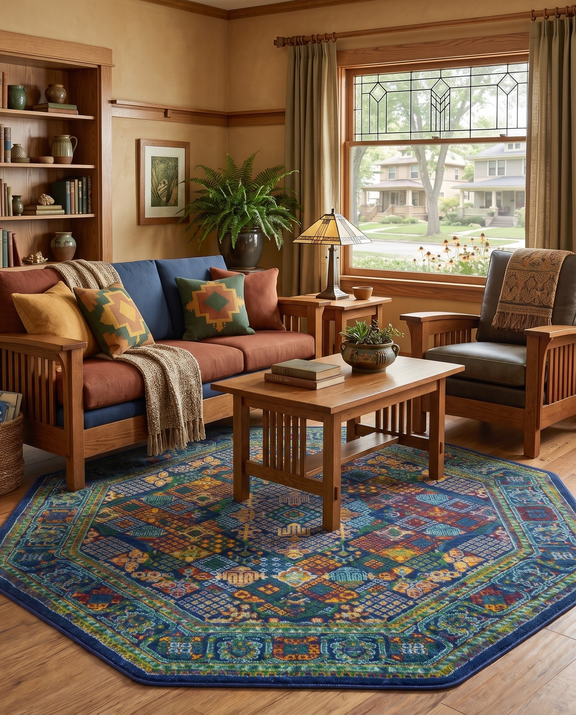 Navy Blue Calypso Evander Octagon Rug