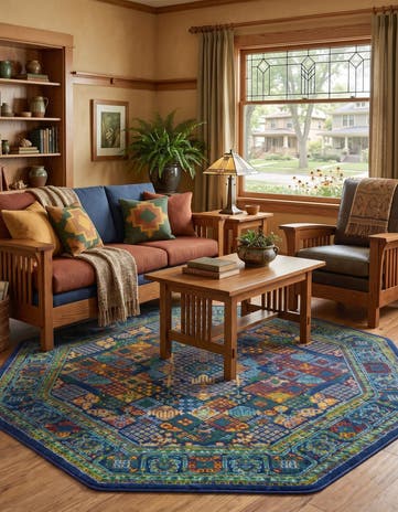 Navy Blue Calypso Evander Octagon Rug
