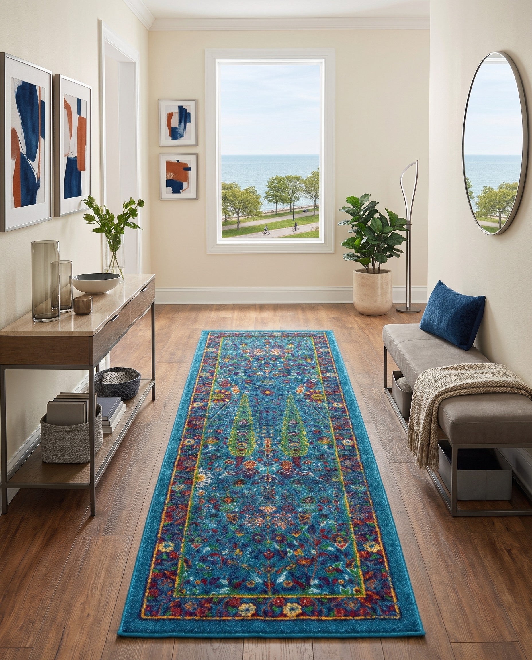 Navy Blue Calypso Runner Rug