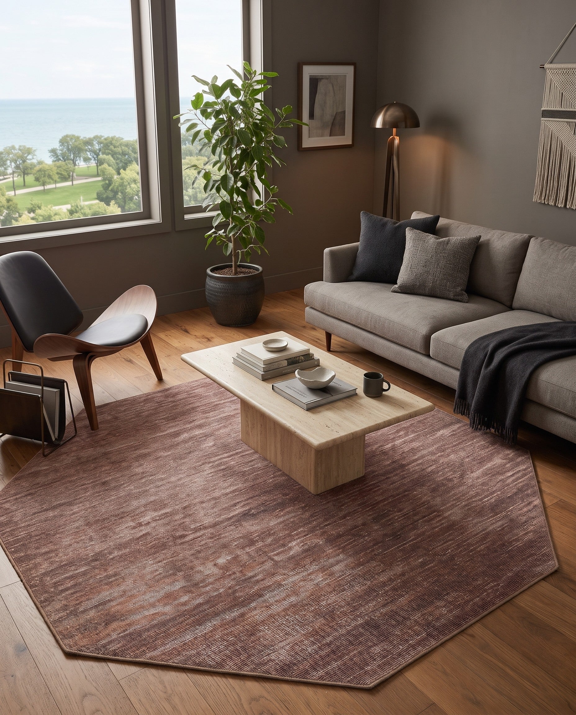 Brown Asha Octagon Rug