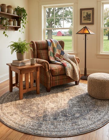 Fume Gray Santiago Round Rug