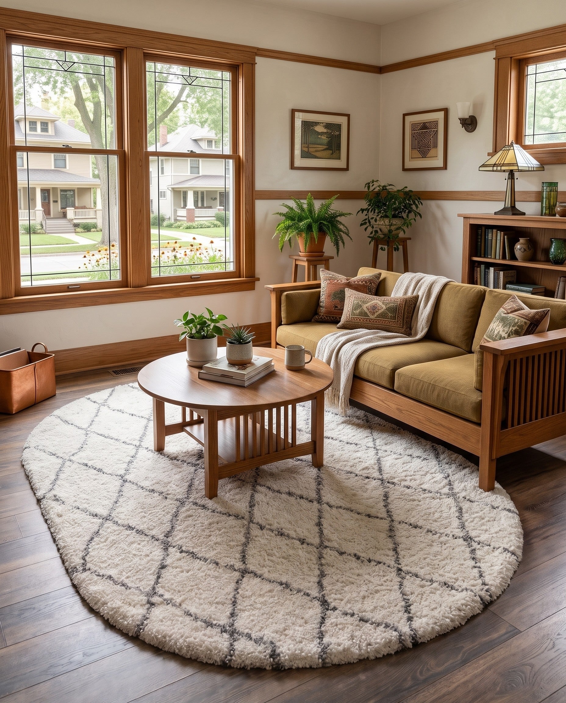 Pure Ivory Moroccan Shag Oval Rug
