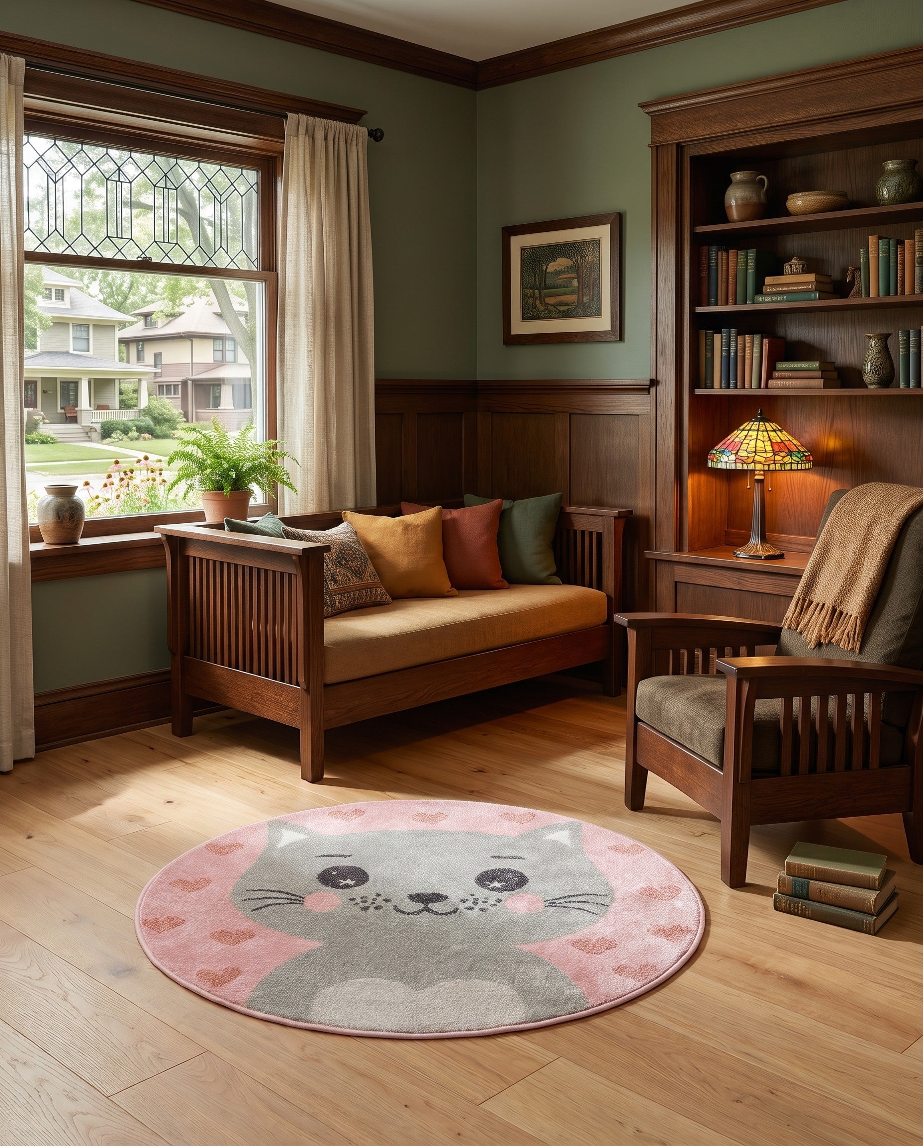 3' 3 x 3' 3 Cat Whimsy Kids Round Rug