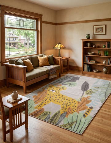 Gray Leopard Whimsy Kids Rug