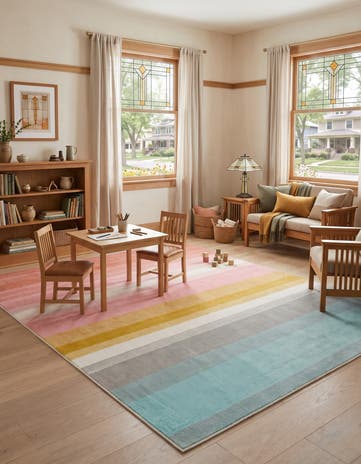 Rainbow Stripes Whimsy Kids Rug