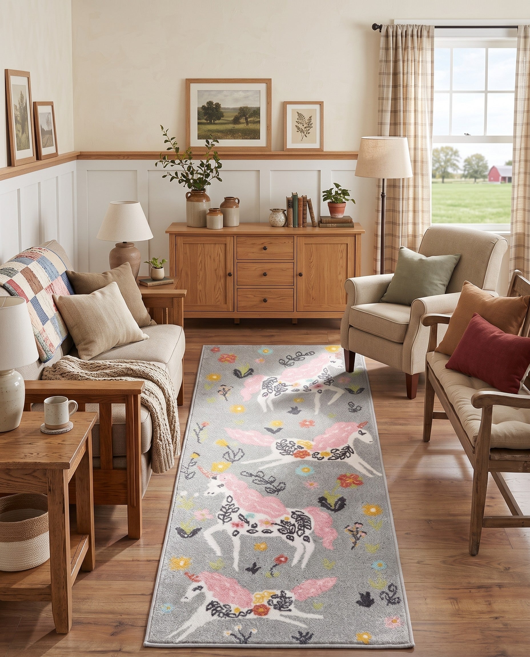 2' 2 x 6' Unicorns Whimsy Kids Runner Rug