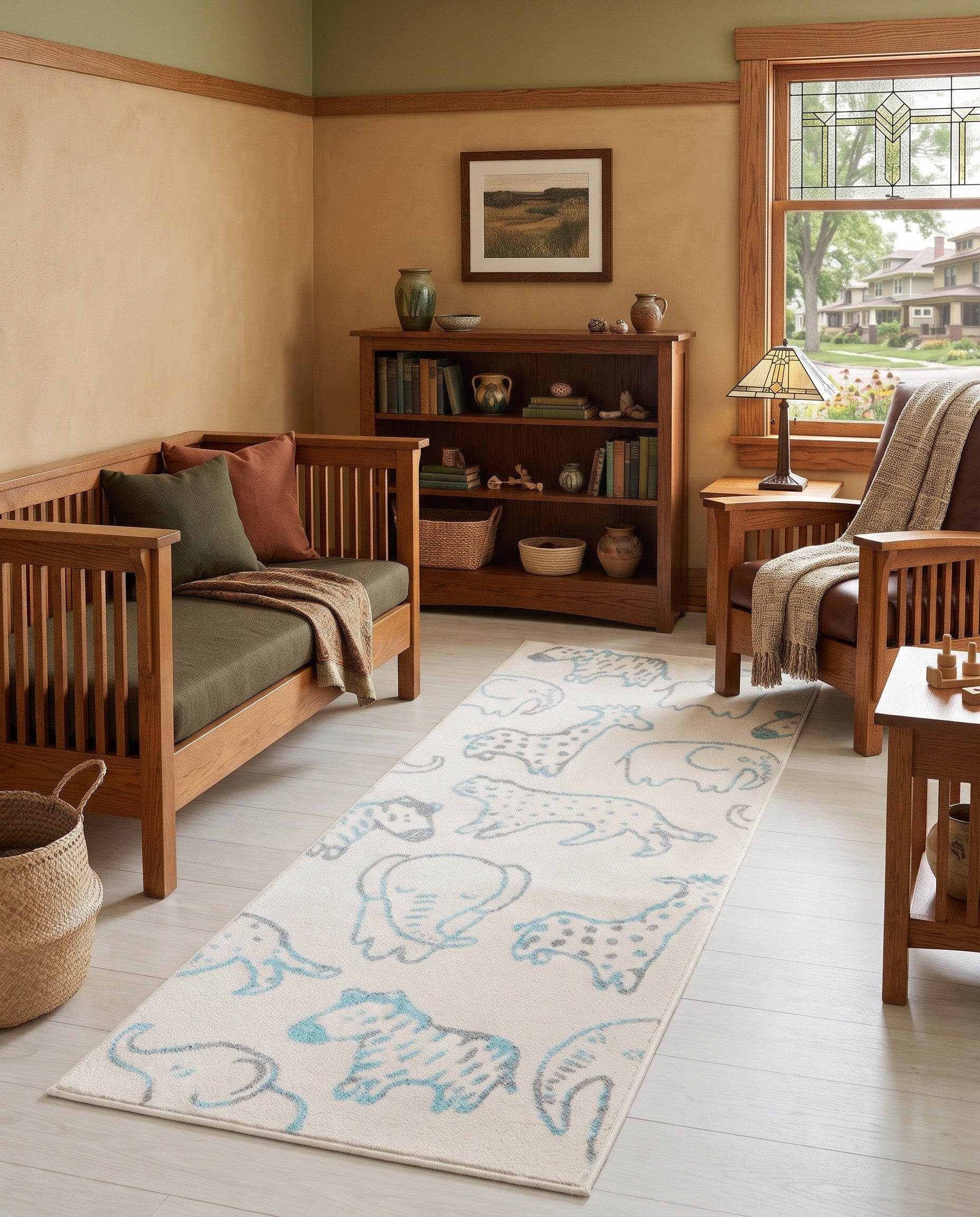 Ivory Animals Whimsy Kids Runner Rug