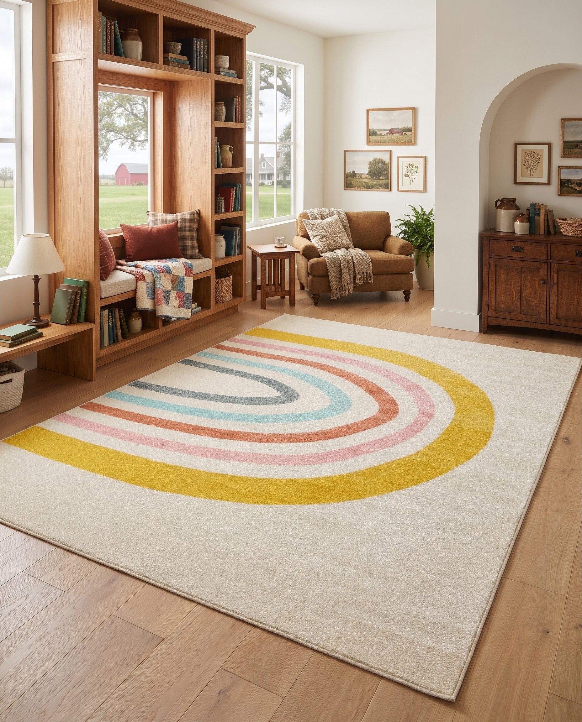 7' 10 x 10' Rainbow Whimsy Kids Hedgerow Rug