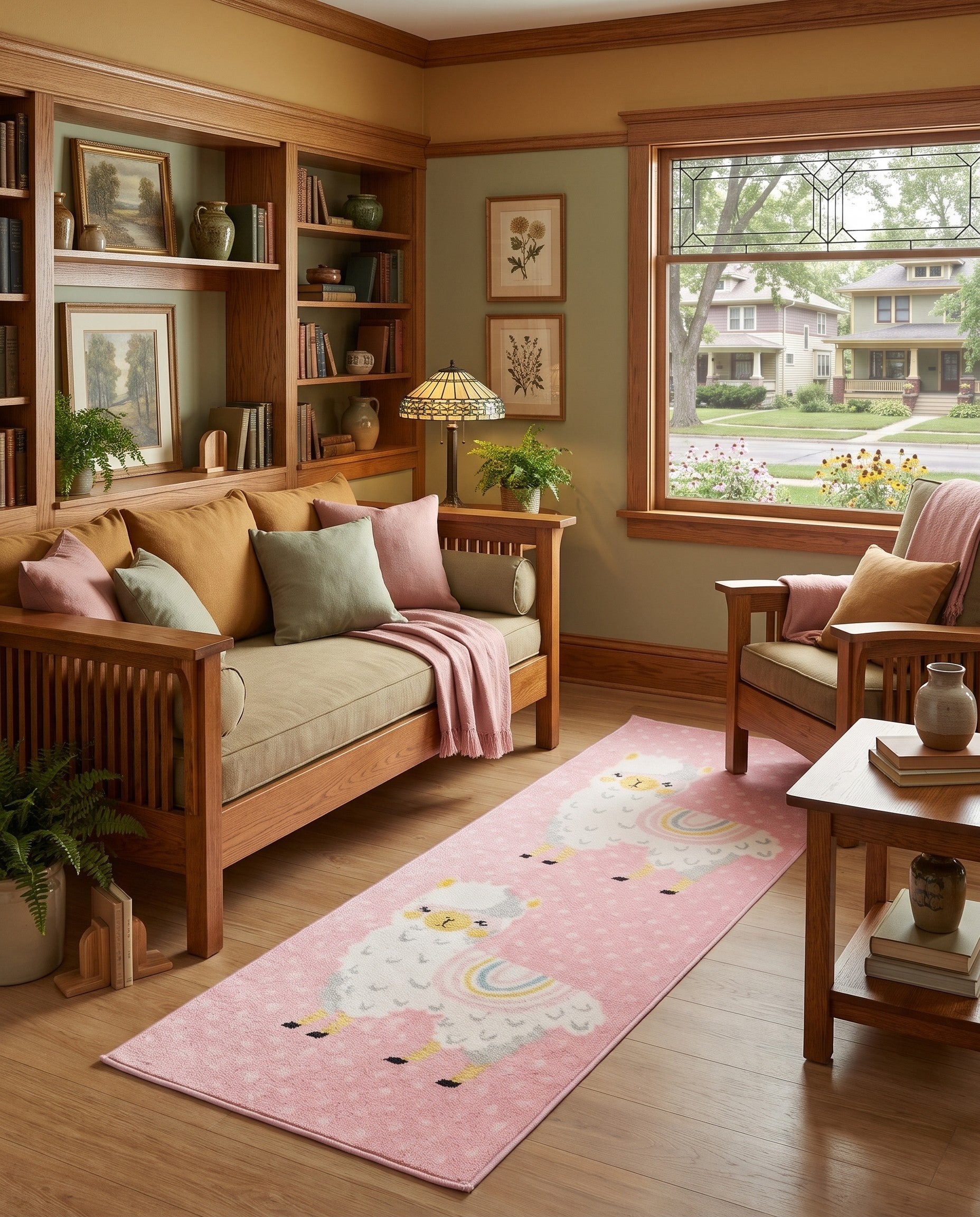 Pink Llama Whimsy Kids Runner Rug