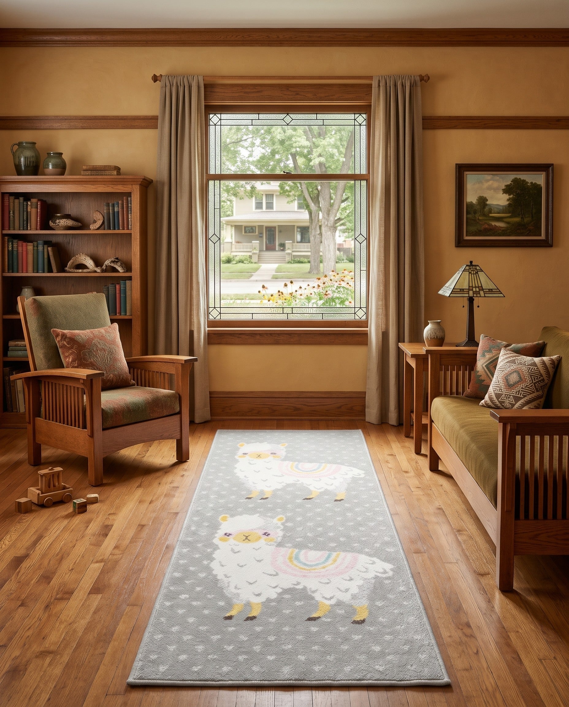 Gray Llama Whimsy Kids Runner Rug