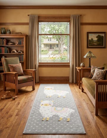 Gray Llama Whimsy Kids Runner Rug