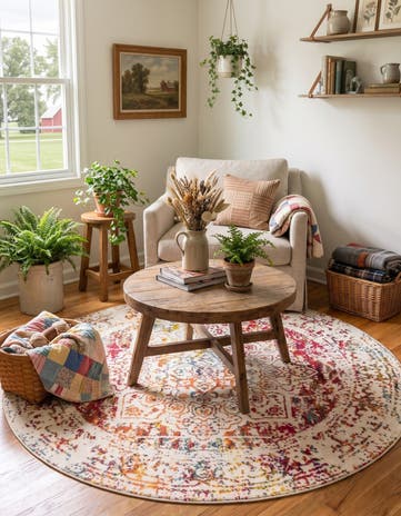 Light Multi Arlington Round Rug