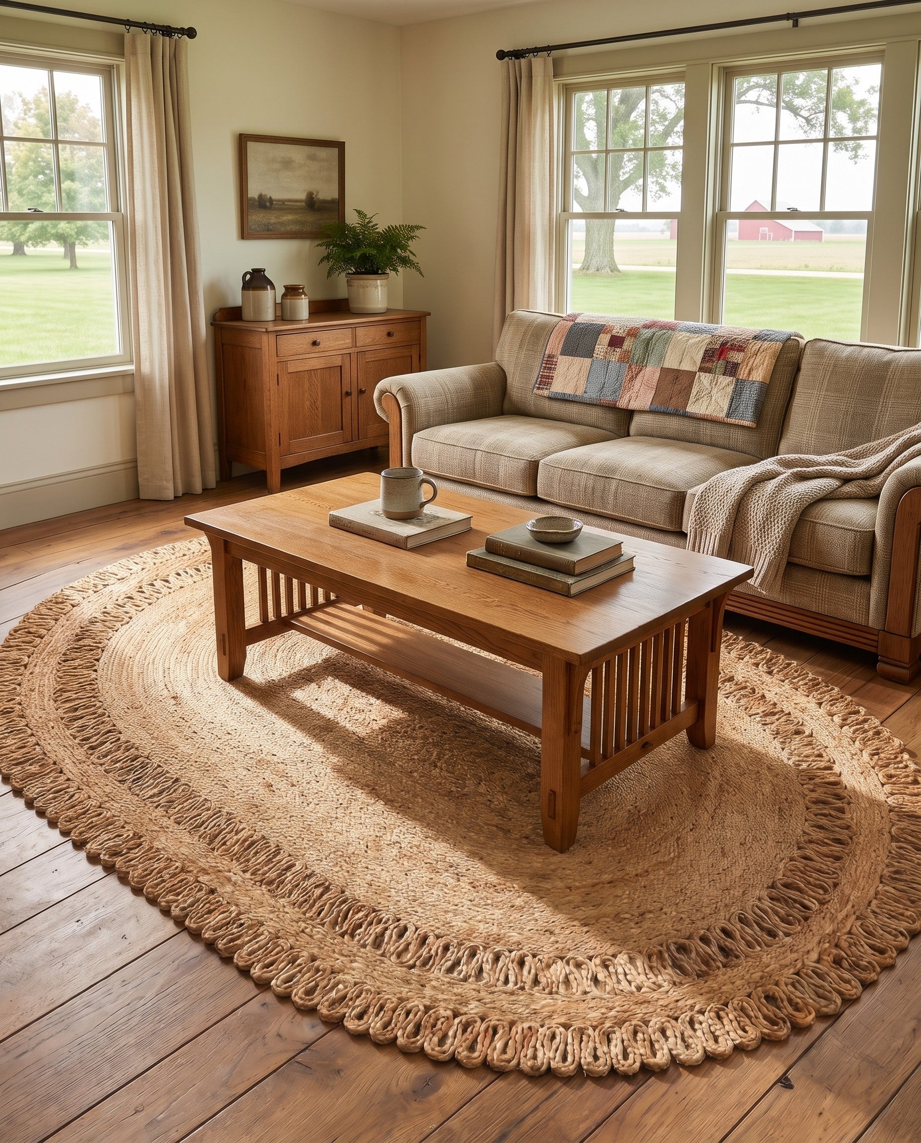 Natural Handmade Braided Jute Oval Rug