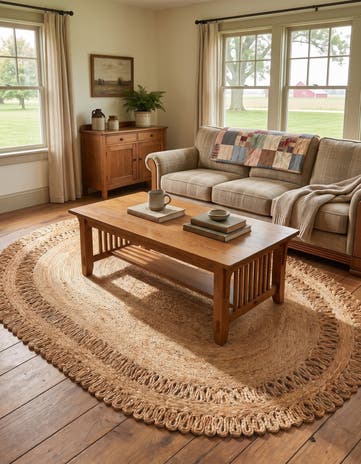 Natural Handmade Braided Jute Oval Rug