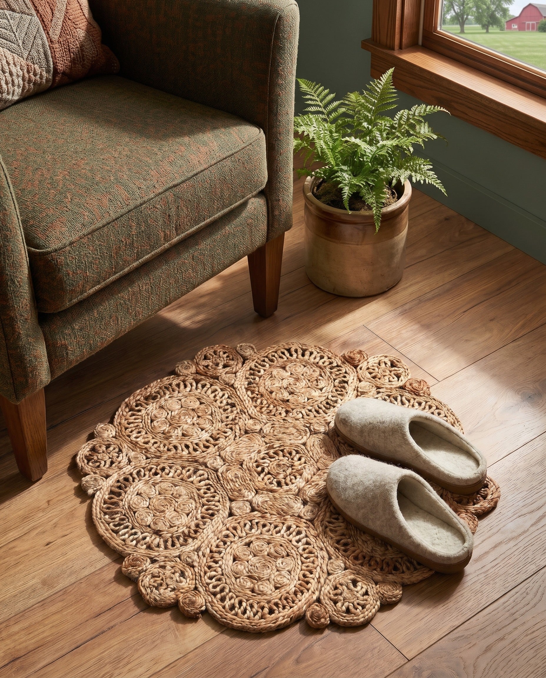 2' x 2' Handmade Braided Jute Westcott Round Rug