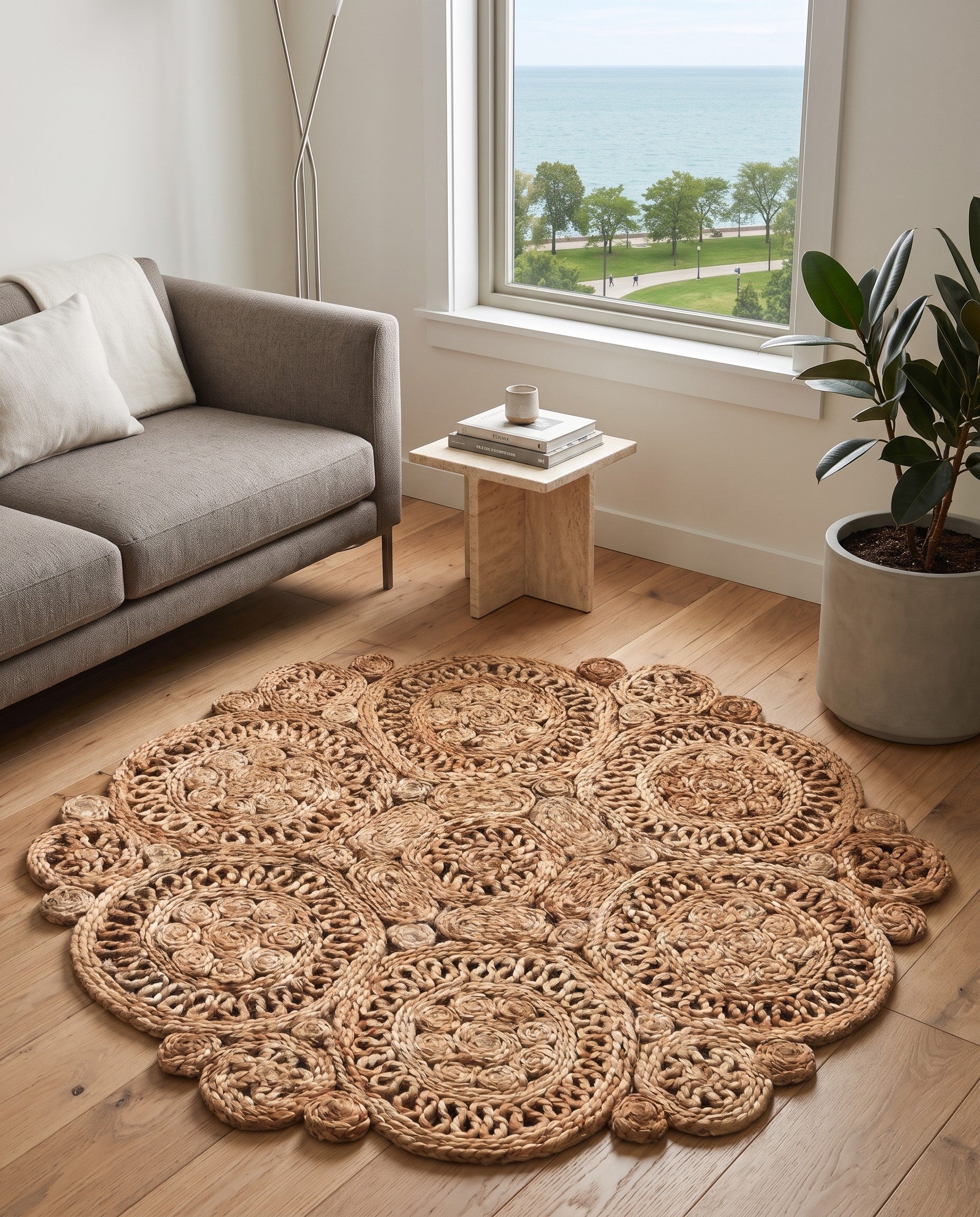 Natural Handmade Braided Jute Round Rug