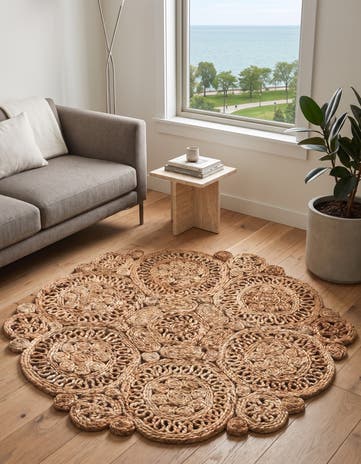 Natural Handmade Braided Jute Round Rug