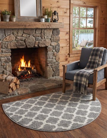 Dark Gray Lattice Hearth Rug