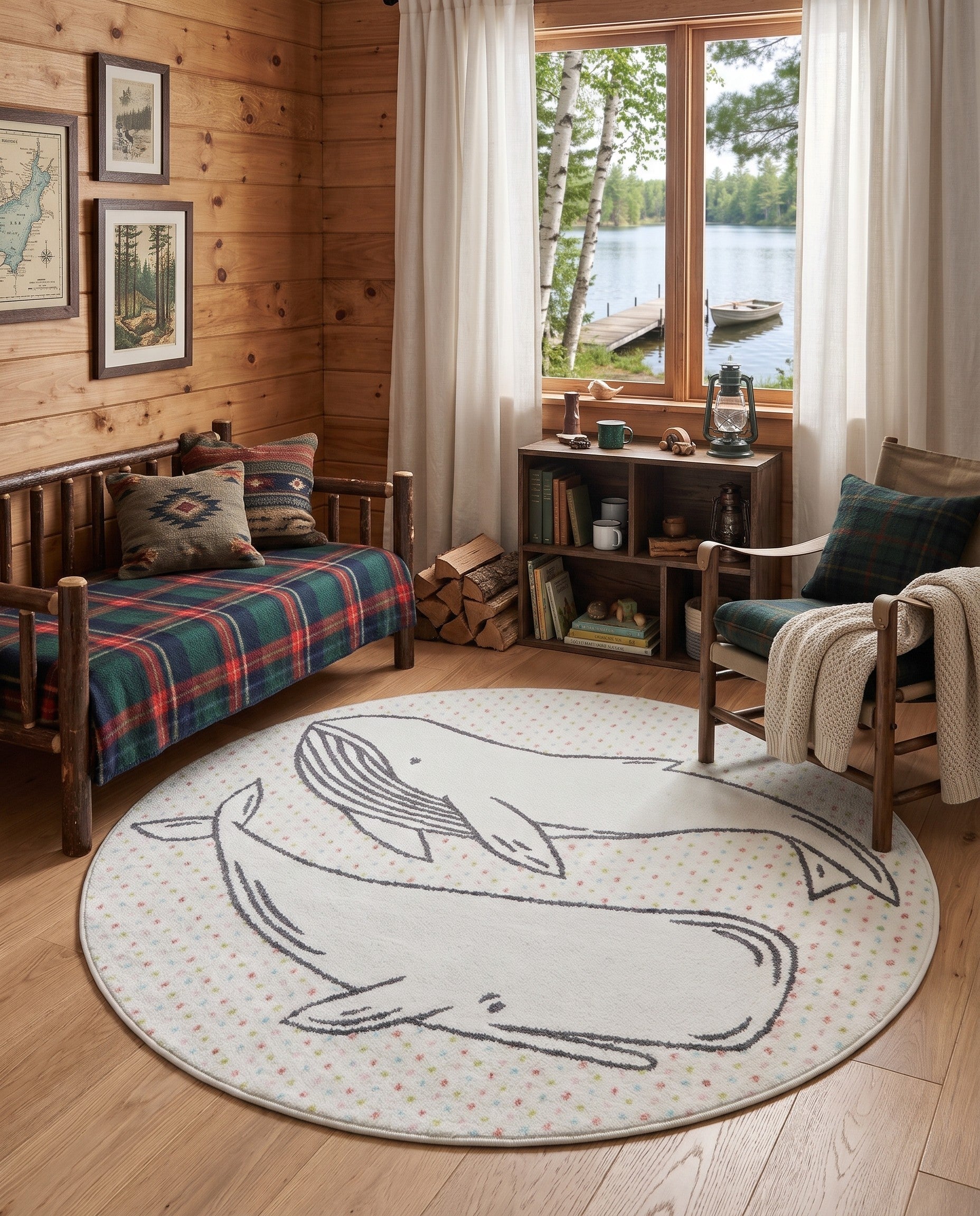 Gray Whale Whimsy Kids Round Rug