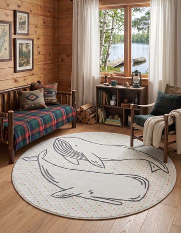 Gray Whale Whimsy Kids Round Rug