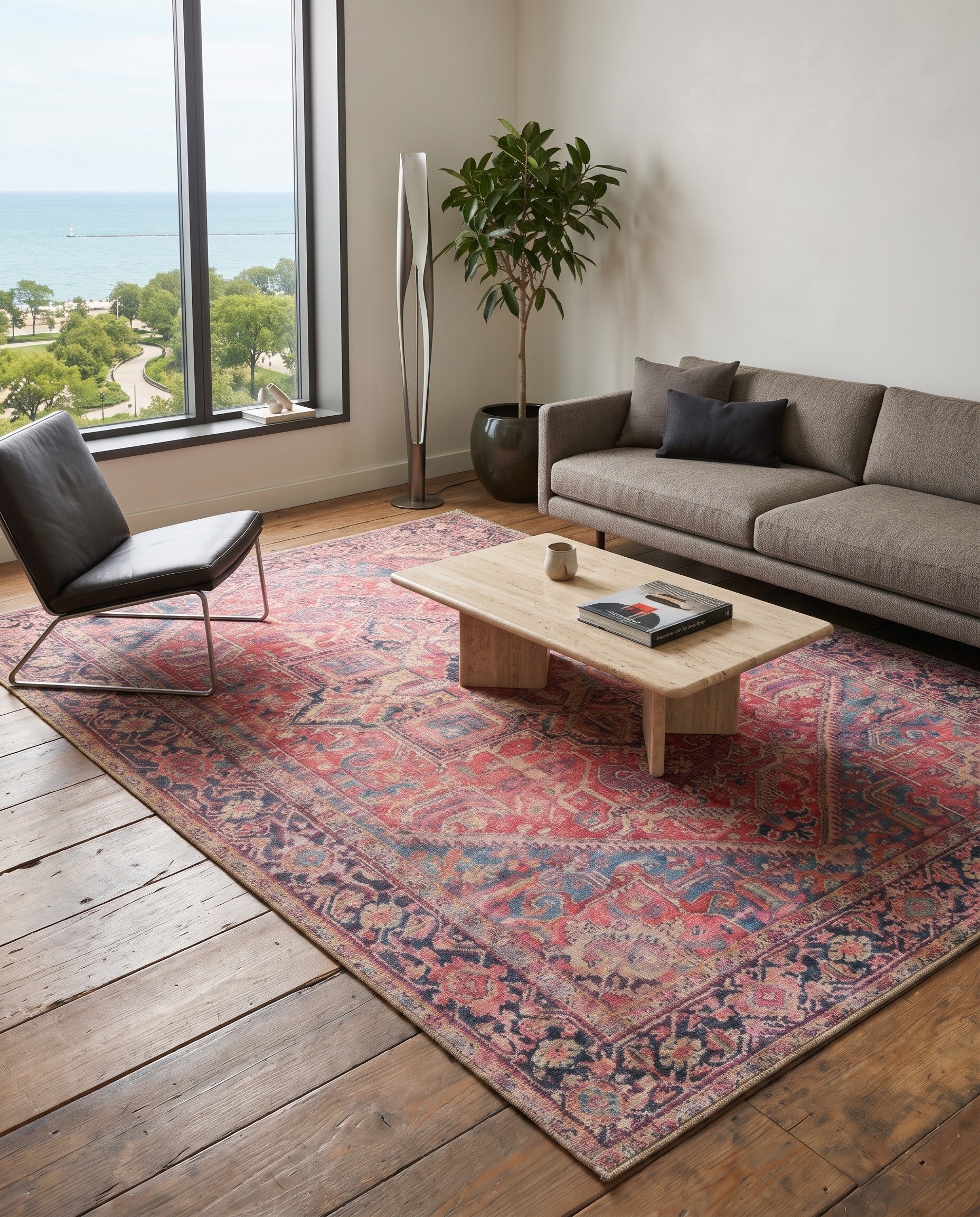 Red Washable Timeless Rug