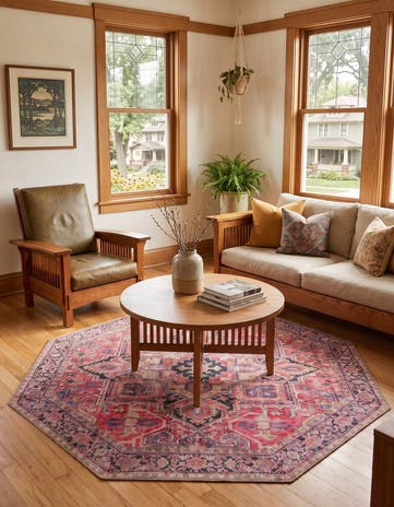 5' x 5' Washable Timeless Octagon Rug