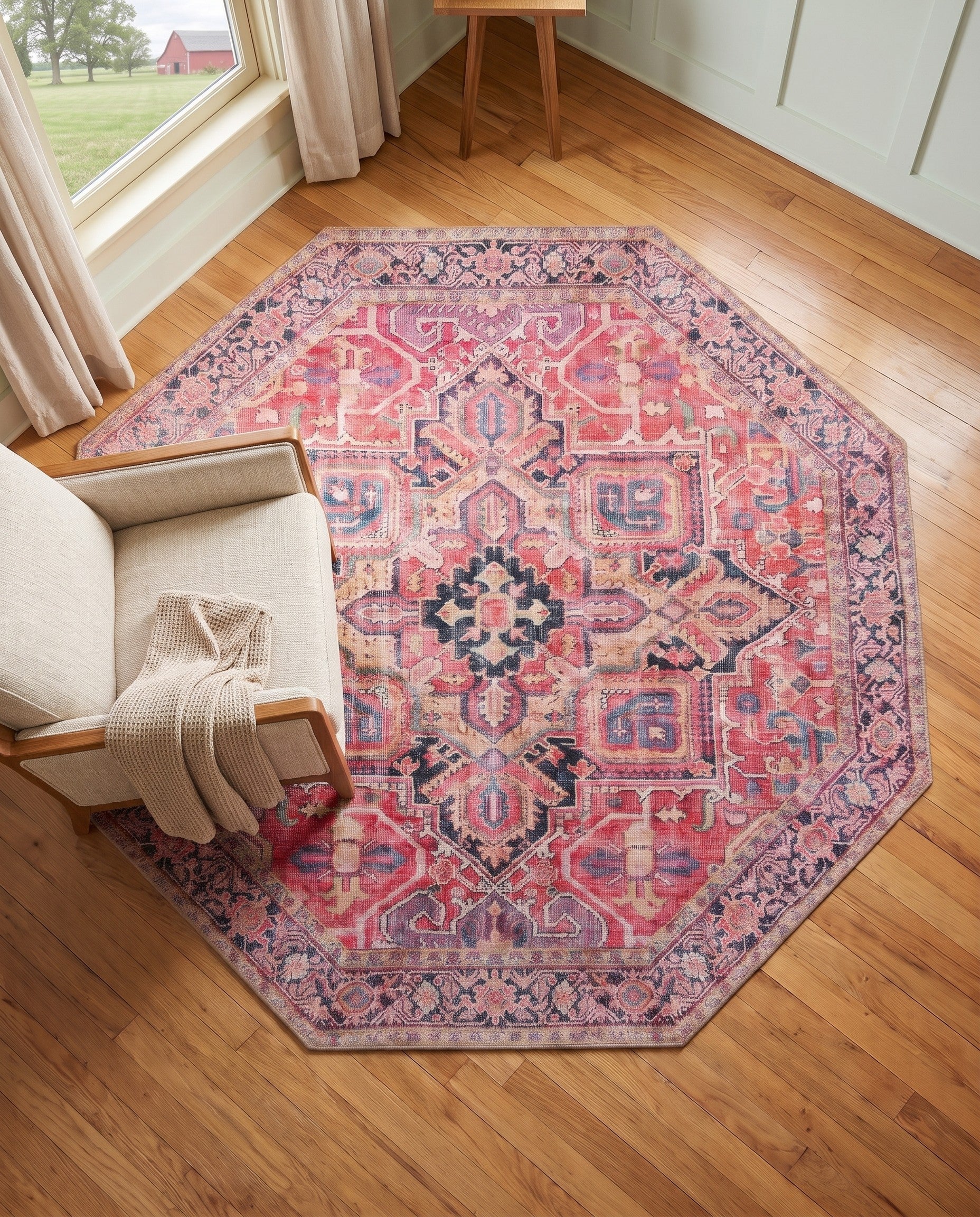 5' x 5' Washable Timeless Octagon Rug