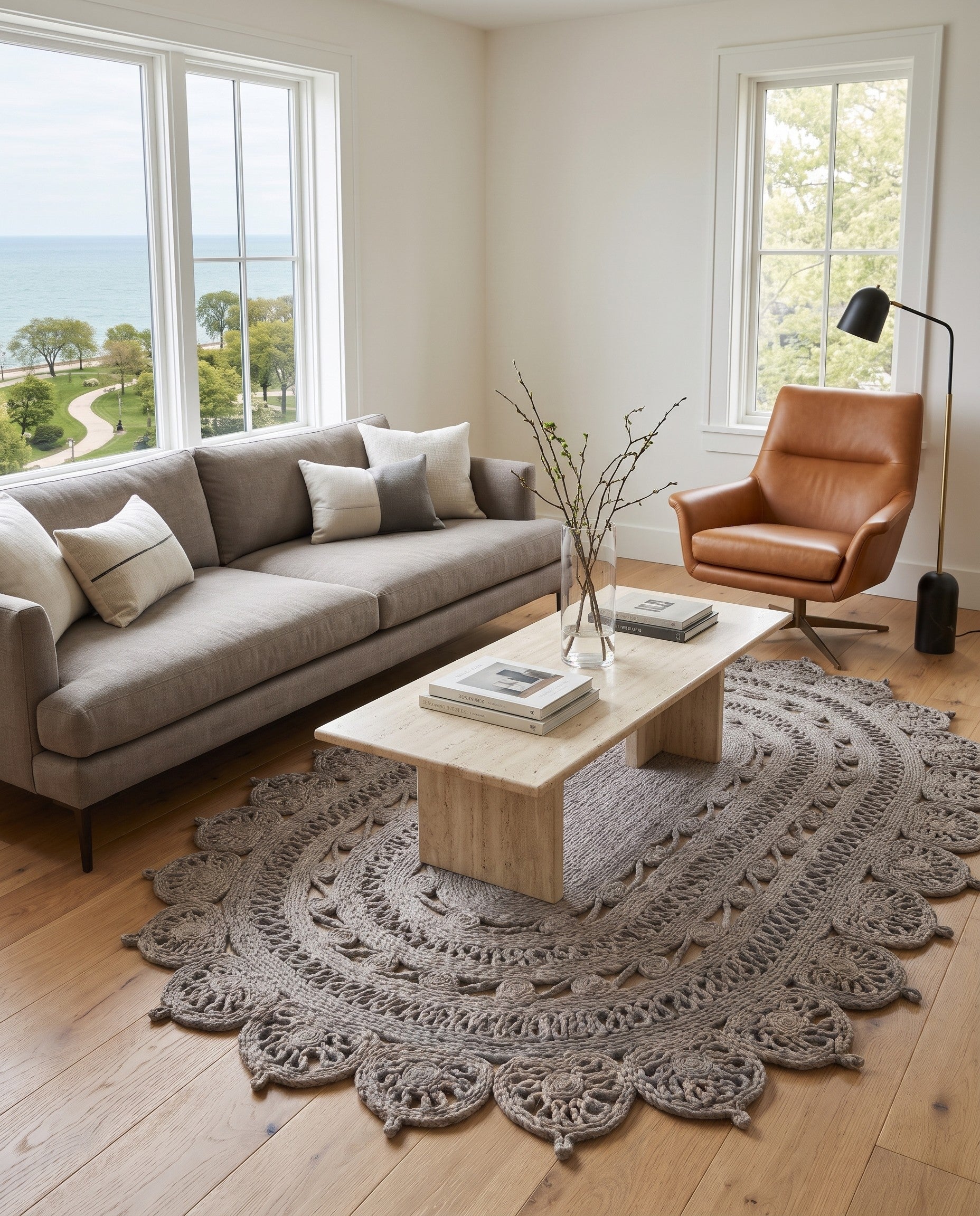 4' 1 x 6' 1 Handmade Braided Jute Oval Rug