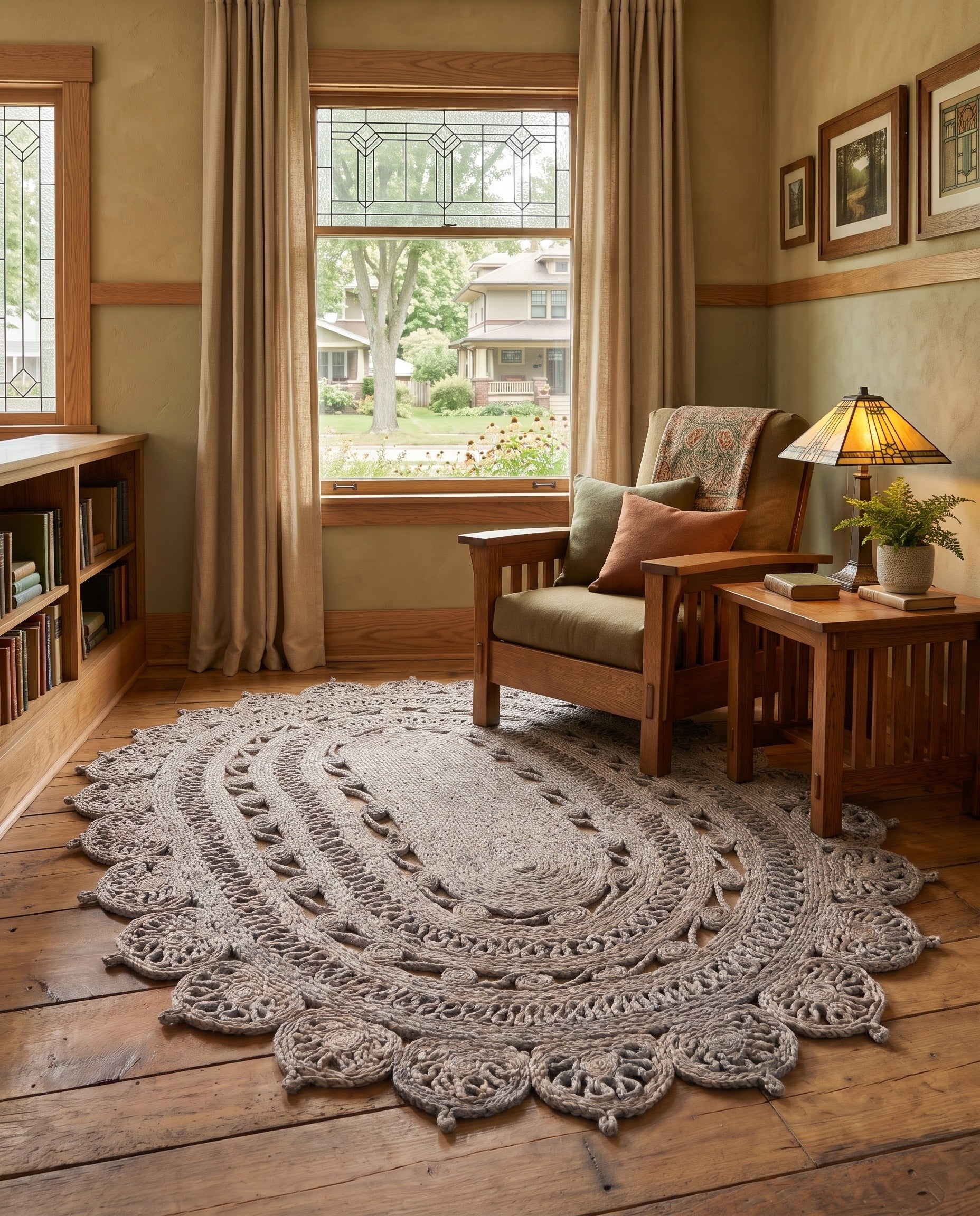 4' 1 x 6' 1 Handmade Braided Jute Oval Rug