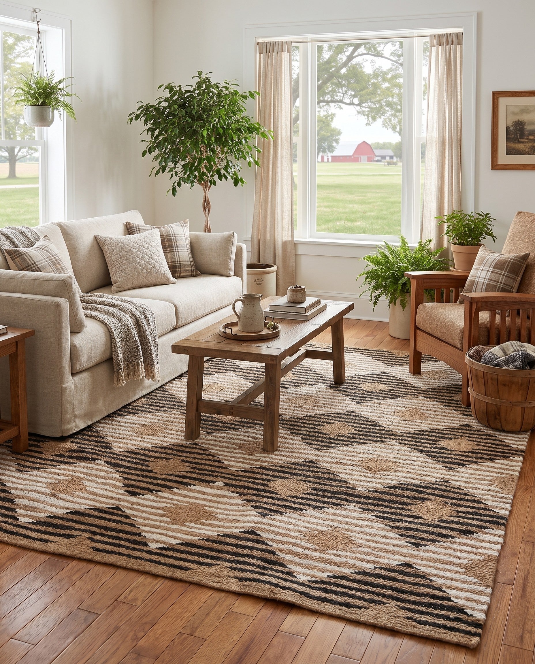 Black and Natural Hand Woven Chindi Jute Rug