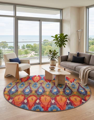 5' x 5' Easy-Clean Modern Indoor / Outdoor Round Rug
