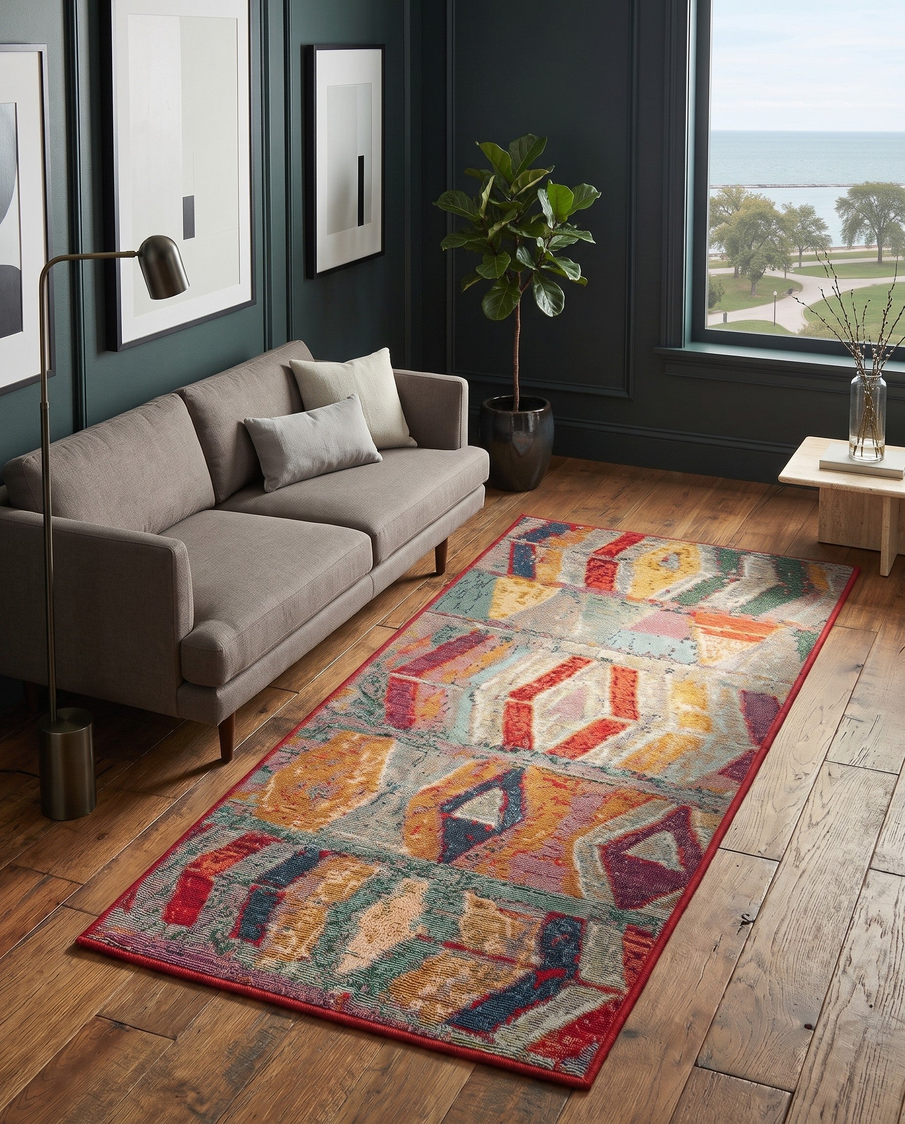 2' x 4' Easy-Clean Marlowe Modern Indoor / Outdoor Runner Rug